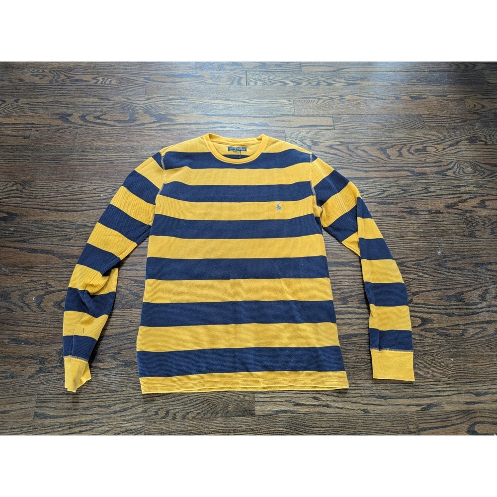 POLO RALPH LAUREN Men's Striped Thermal Long Sleeve Henley Shirt Size Medium